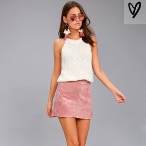 Dusty Rose Vegan Suede Skirt